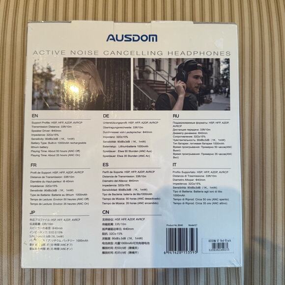 NIB New in Box Ausdom Wireless Noise Cancelling Headphones - Picture 4 of 12